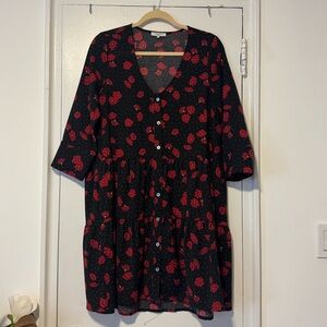 FRNCH Black and Red Floral Dress